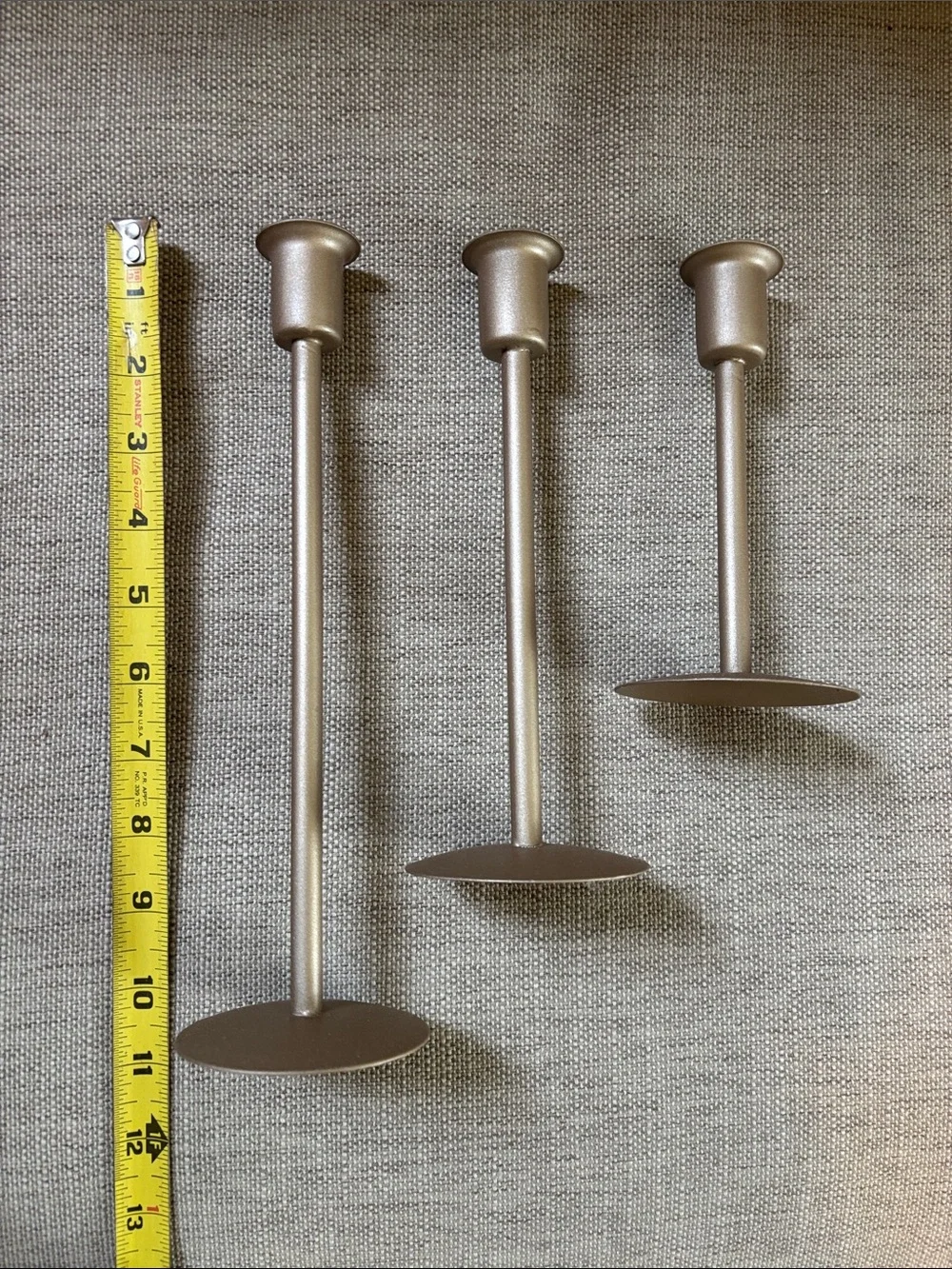 Gold Metal Taper Candle Holders - Set of 3